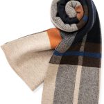 Villand Australian Merino Wool Tartan Knitted Scarf for Men, Plaid Winter Warm Thick Soft Neckwear with Gift Box